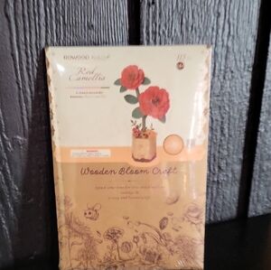 Red Camellia Wooden Bloom Craft